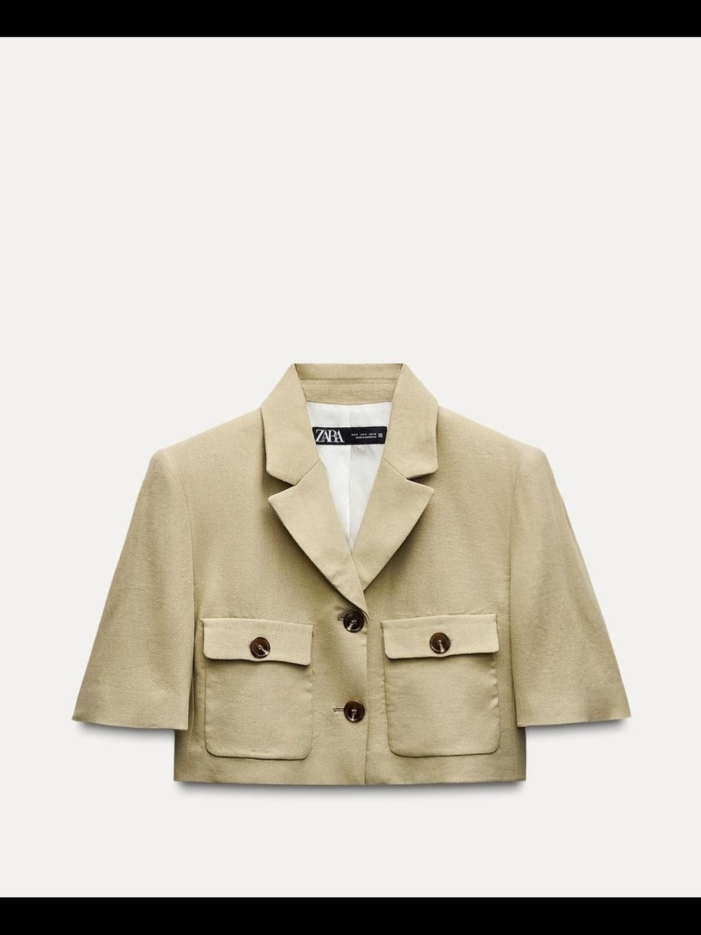 Zara Kids Light Beige Cropped Blazer with Pocket Flaps